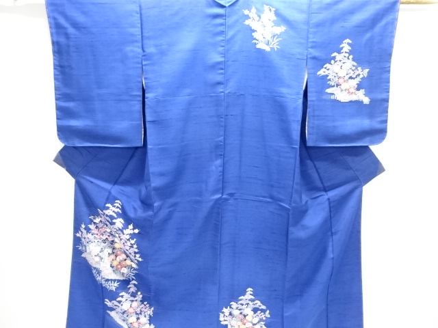 白山紬　草花模様訪問着(重ね衿付き)